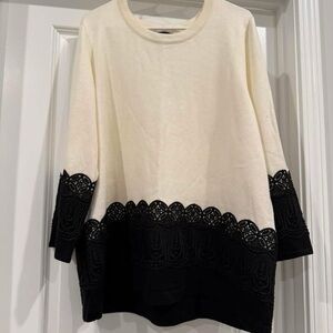 Karl Lagerfeld Black and Cream Sweater